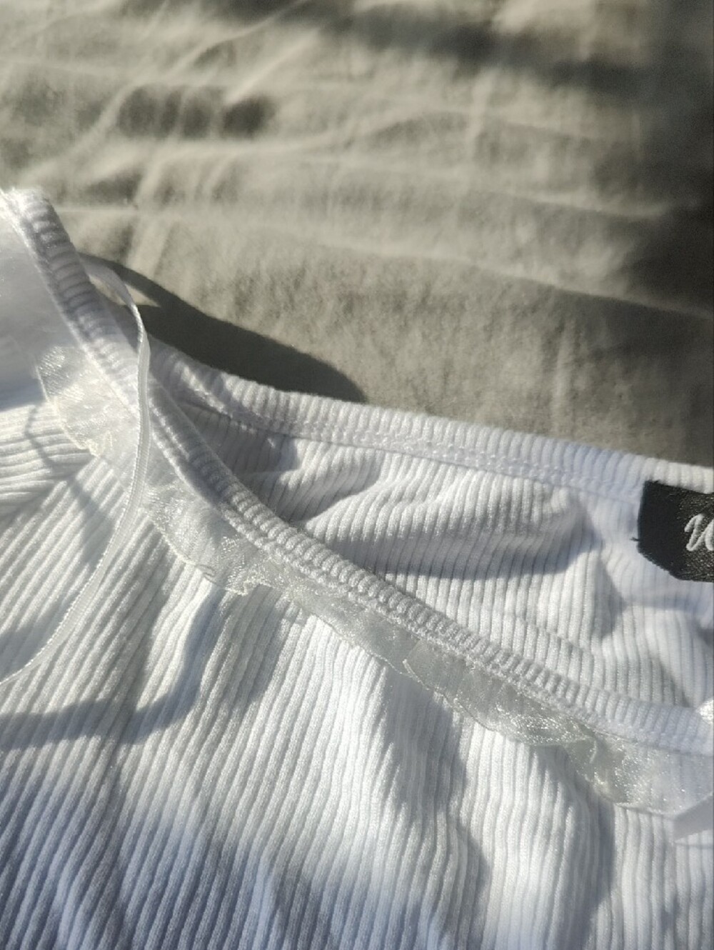 White Ribbed Short-Sleeve Tee - Picture 5 of 8